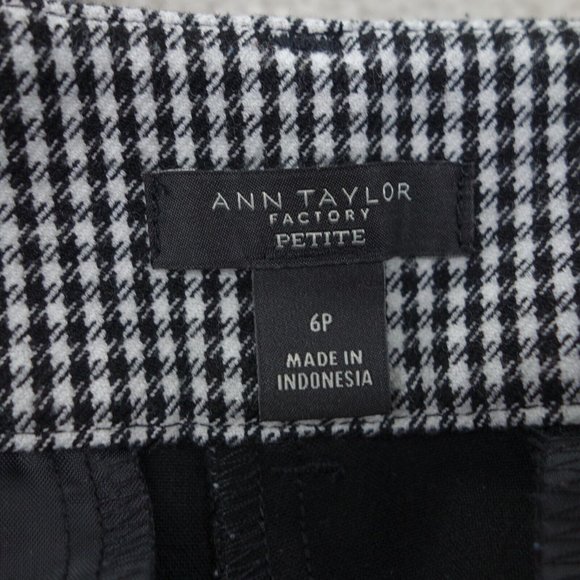 Anne Taylor Factory Pants Women's 6 Petite Black Checkered Stretch Curvy Chino - Picture 6 of 10